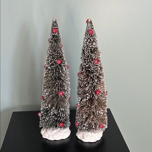 Department 56  Buttons Trees Snowy Trees with Red Berries